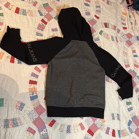EUC Calvin Klein heather grey/black matching hoodie & jogging pants set Sz S 8 - Picture 4 of 11